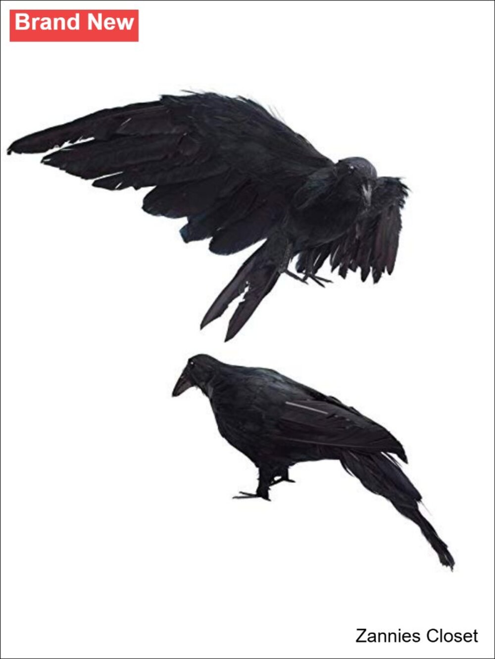 👻 Etistta Handmade Black Feathered Crow Set 13 inch 12 inch Halloween Decor